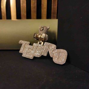 Custom Diamond Teddy Bear Name Pendant