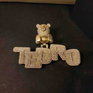 Custom Diamond Teddy Bear Name Pendant
