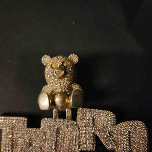 Custom Diamond Teddy Bear Name Pendant