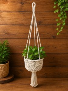 Handmade Cotton Macrame Boho Rope Hanging Planter Basket
