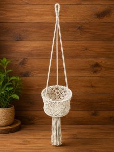 Handmade Cotton Macrame Boho Rope Hanging Planter Basket
