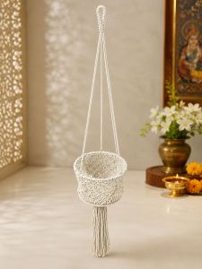 Handmade Cotton Macrame Boho Rope Hanging Planter Basket