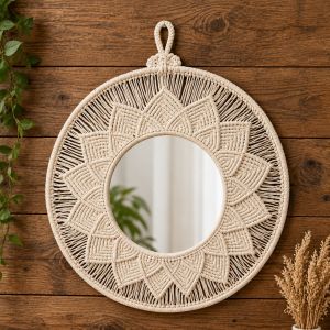 Handmade Cotton Macrame Decorative Boho Round Hanging Mirror