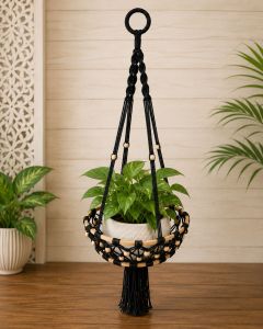 handmade cotton macrame hanging boho rope planter