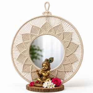 Handmade Cotton Macrame Decorative Boho Round Hanging Mirror