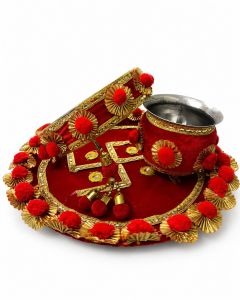 Shree Jagdish Industries Premium Velvet Karwa Chauth Thali Set