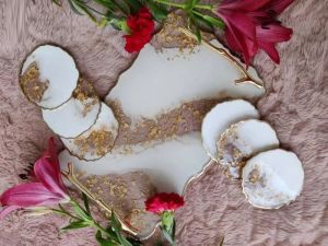 Resin Handmade Tray with Two Coasters