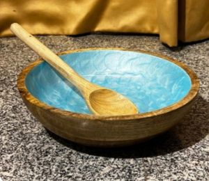 Artisan Resin Wooden Salad Bowl