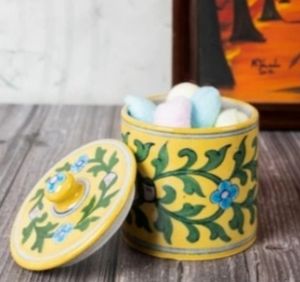 Decorative Blue Pottery Storage Jar