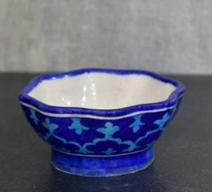 Elegant Blue Pottery Serving Bowl