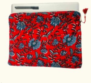 Floral Quilted Cotton Laptop Sleeve
