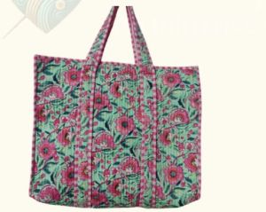 Floral Quilted Zip Tote Bag
