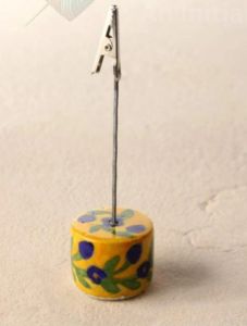 Handcrafted Blue Pottery Card Holder