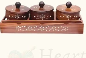 Handcrafted Wooden Dry Fruit Container Set
