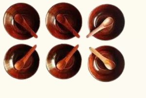 Handcrafted Wooden Snack Bowl Set