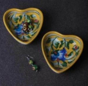 Heart Shape Blue Pottery Trinket Bowl