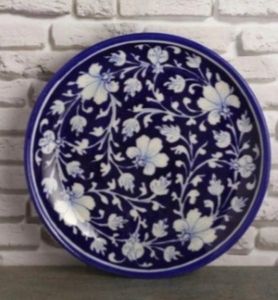 Royal Blue Pottery Floral Display Plate
