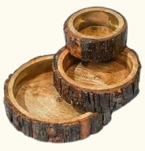 Rustic Wooden Serving Tray Set