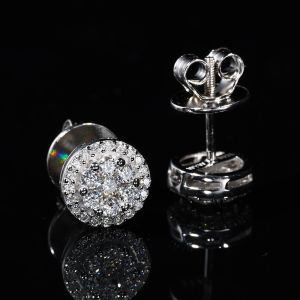 925 Sterling Silver Round Cluster Diamond Stud Earrings