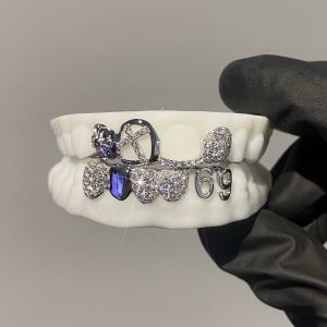 Custom Hip Hop Dental Grillz S925 VVS Diamond Encrusted