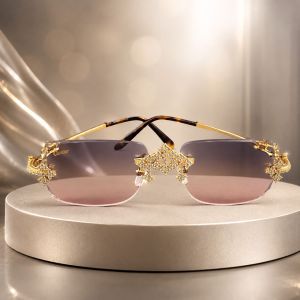 Luxury Gold Frame Iced out Diamond Sunglasses