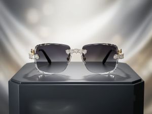 Premium Diamond-Studded Rimless Sunglasses for Men & Women