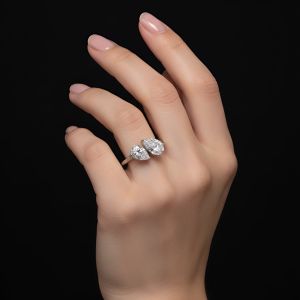 Premium Dual Pear Diamond Promise Ring