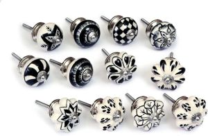 1 Inch Black and White Handmade Ceramic Drawer Knobs