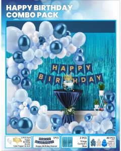 Premium Kit Happy Birthday Blue Decoration Combo Pack