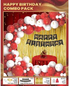 Premium Kit Happy Birthday Red Decoration Combo Pack