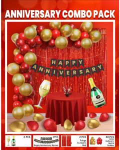 Premium Party Kit Anniversary Combo Pack Red Golden Color Theme