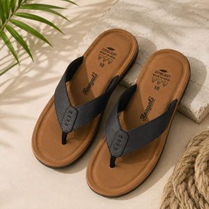 Black and Tan Mens Comfort Flip Flop Slipper