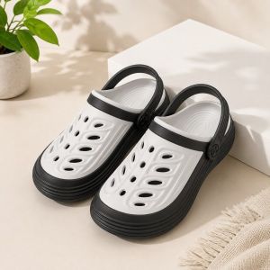 Mens Black and White Casual EVA Clogs