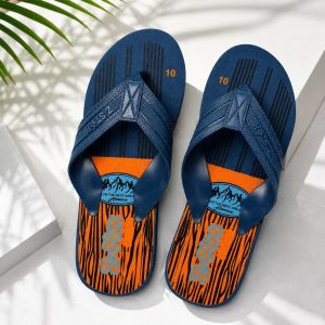 Mens Orange and Blue PVC Flip Flop Slipper