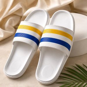 Mens White Premium Casual PVC Slides