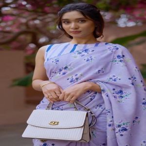 Floral Printed Linen Saree