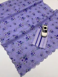 Floral Printed Linen Saree