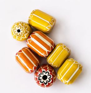 Drum Chevron Glass Beads
