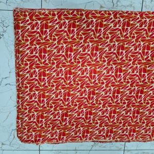 Red Geometric Printed Rayon Fabric