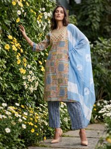Cotton Slub Popcorn Kurti Set