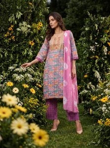 Ethnic Cotton Popcorn Kurti Set
