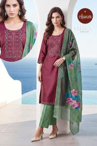 Festive Roman Silk Kurti Set
