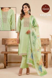 Women Kasturi Silk Vertican Kurti Set