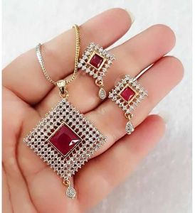 American Diamond Pendant Set