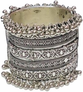 Metal Silver Oxidised Bangle