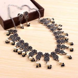 Oxidised Silver Choker Set
