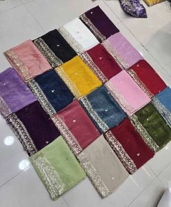2.5m Silver Crunchy Silk Georgette Dupatta