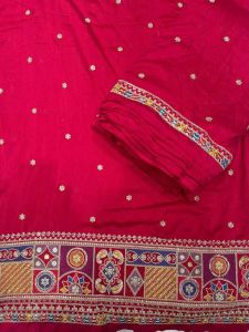 40 Inch Vichitra Shimmer Multi Thread Embroidered Fabric