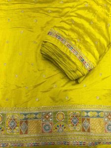 40 Inch Vichitra Shimmer Multi Thread Embroidered Fabric