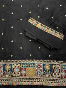40 Inch Vichitra Shimmer Multi Thread Embroidered Fabric